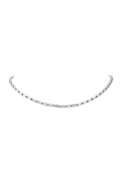 Baguette diamond sales tennis necklace